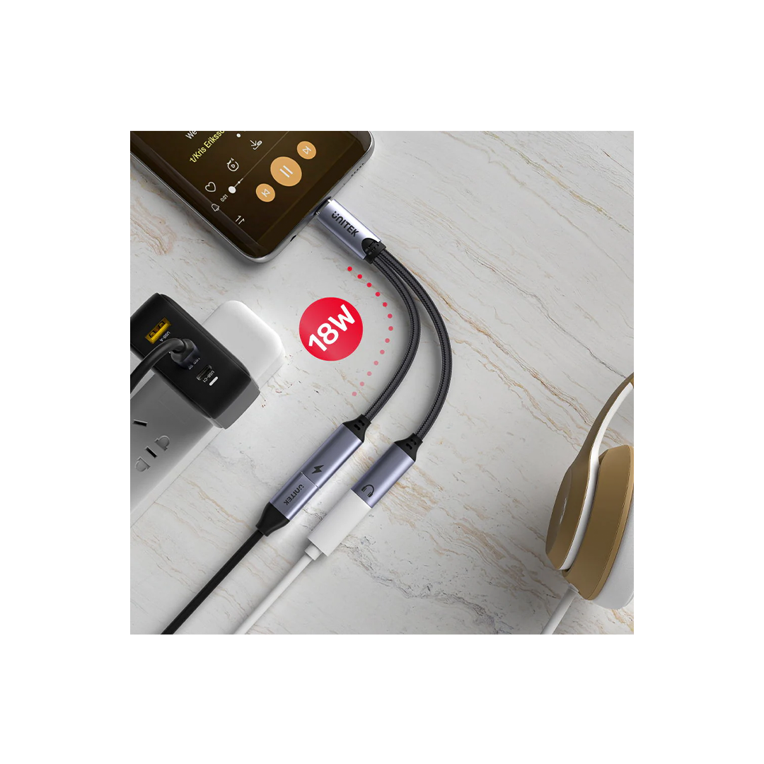 Unitek USB-C Splitter (2-in-1 USB C Headset & Charge Adapter) in Qatar Unitek USB-C Splitter (2-in-1 USB C Headset & Charge Adapter) in Qatar